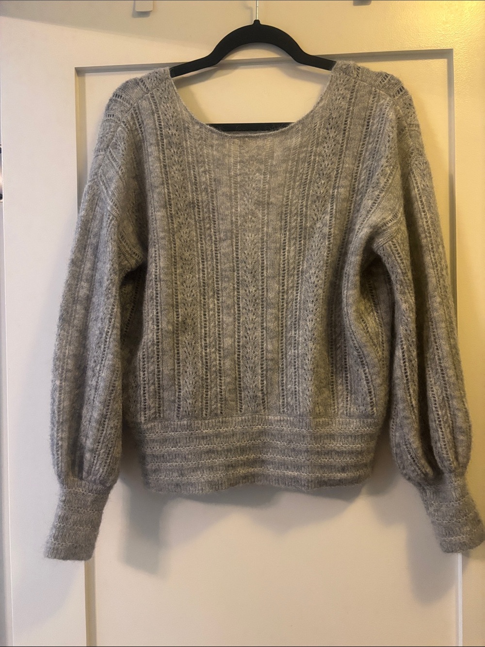 Sezane Gray V-Neck Wrap Sweater - Picture 2 of 3